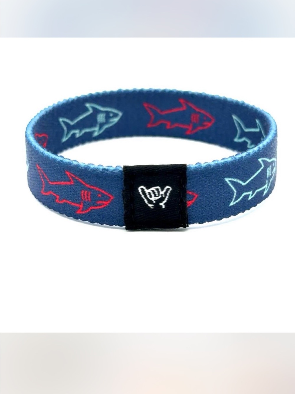 Hang loose brand Blue Shark Print Pet Wristband with Red & Light Blue Accents
